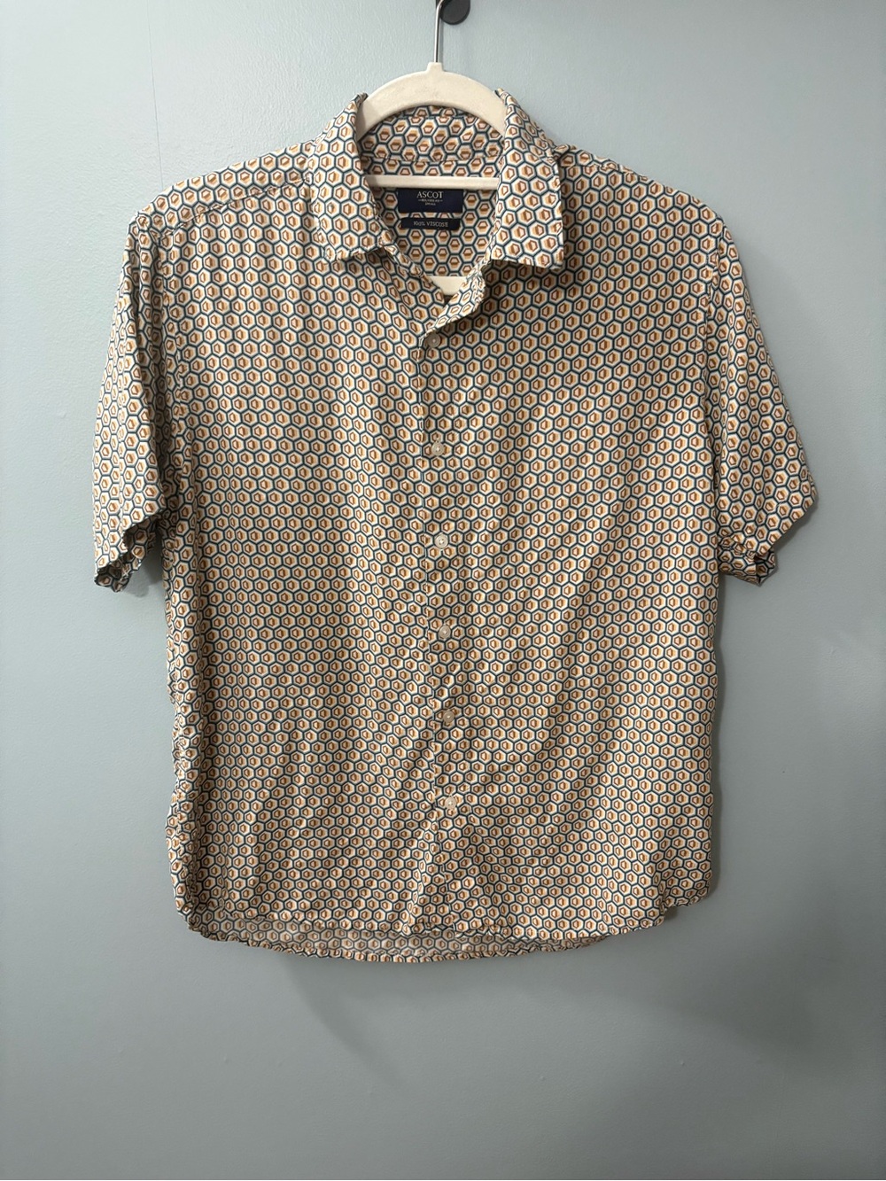 Ascot Men's Short Sleeve Geometric Print Shirt